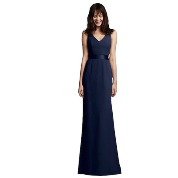 White by Vera Wang Bridesmaid Dress Midnight Blue Vw360195 Full Length formal - Picture 1 of 15